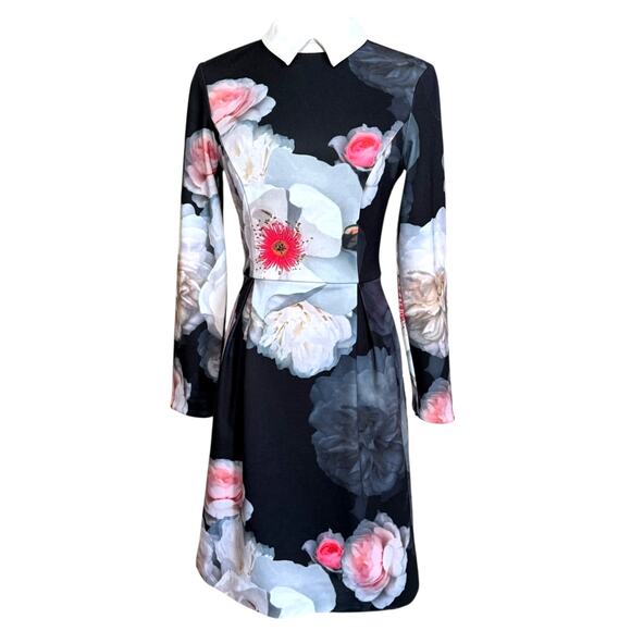 Ted Baker Kaleesa Chelsea Flower Collared Dress Size 0 Long Sleeves Zip Closure - Picture 4 of 10